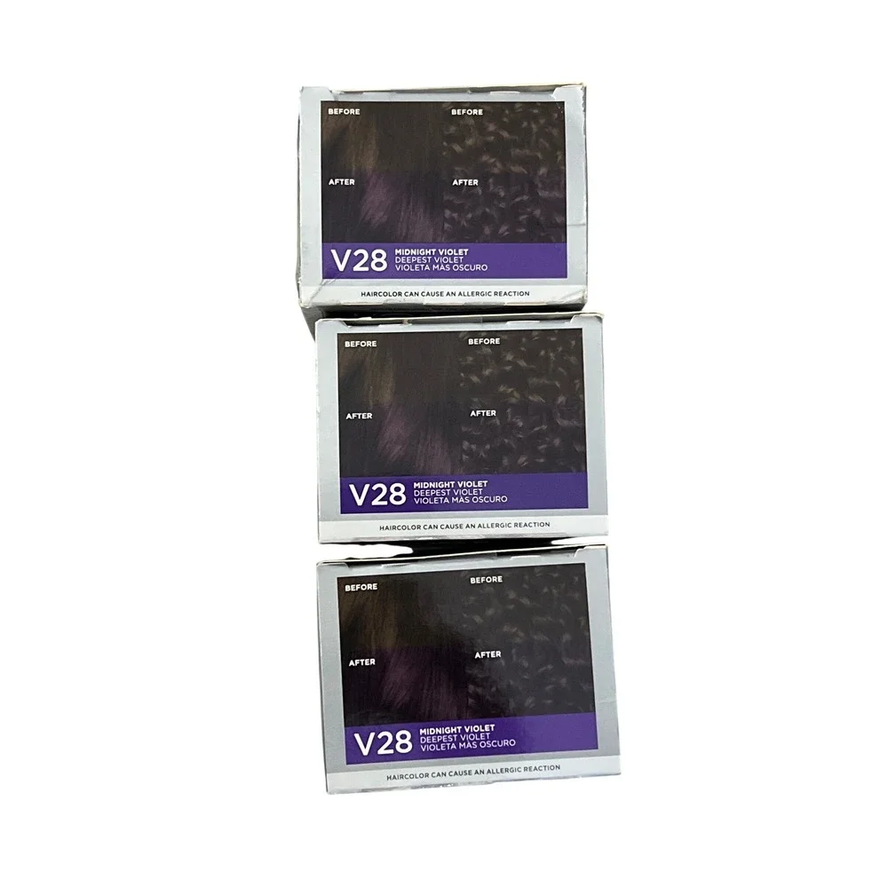 L'Oreal‎ Feria V28 Midnight Violet Hair Dye Permanent Shimmering Color Lot of 3